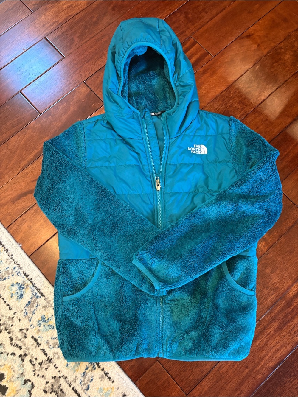 The North Face Teal Hooded Mixed-Media Kids Jacket